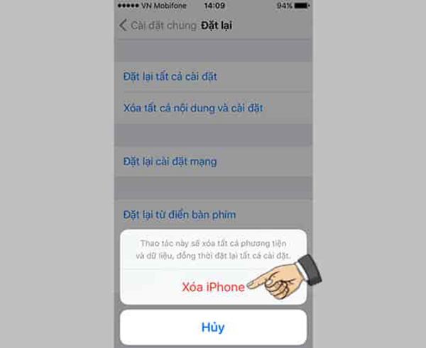 Sau đó bấm Xóa iPhone